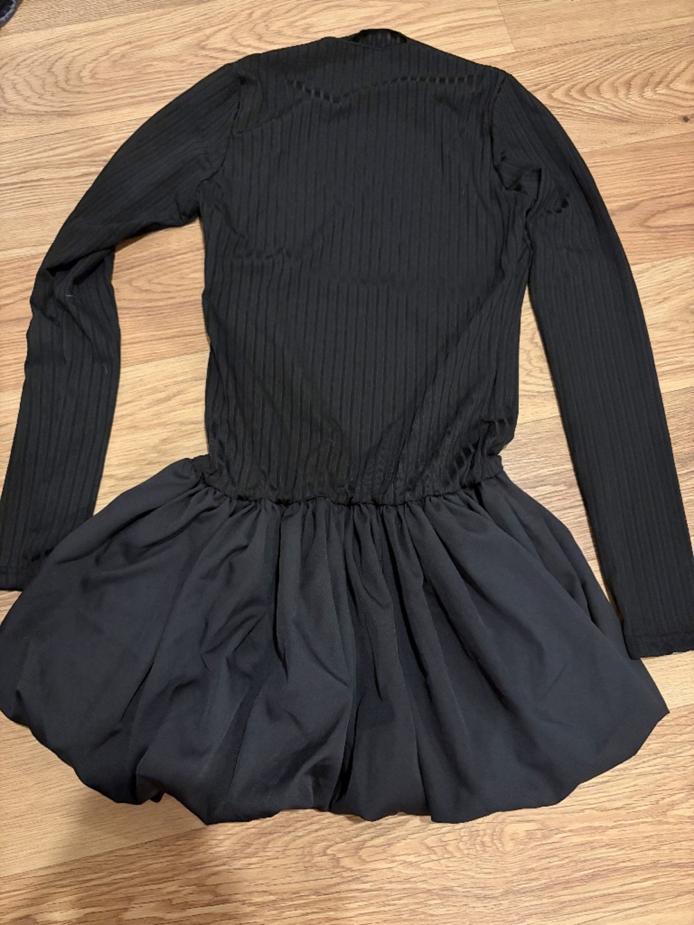 Black Long Sleeve Bubble Dress